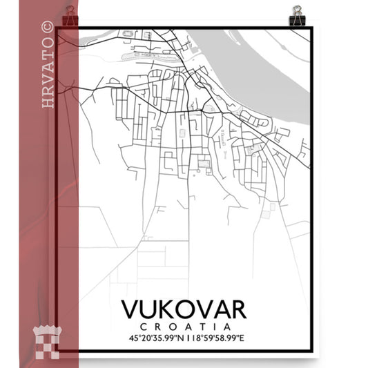 Vukovar - White City Map Matte Poster