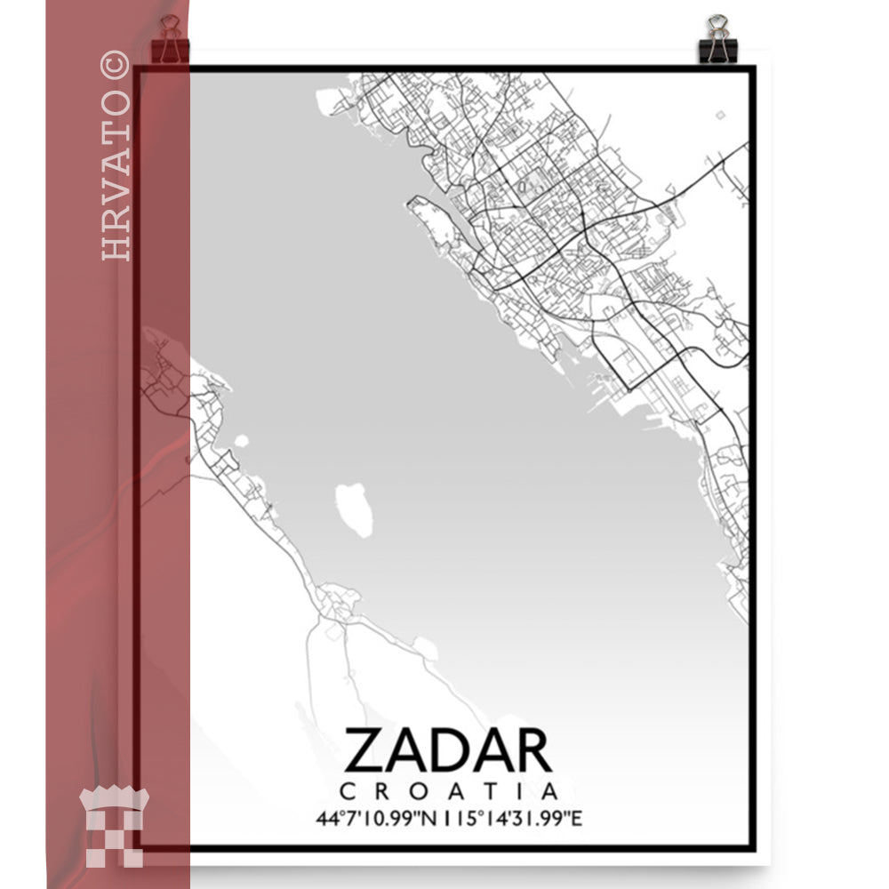 Zadar - White City Map Matte Poster