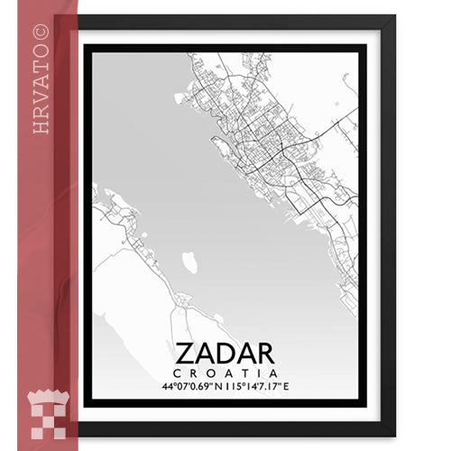 Zadar - White City Map Framed Wall Art